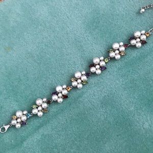 Authentic pearl and gemstone bracelet